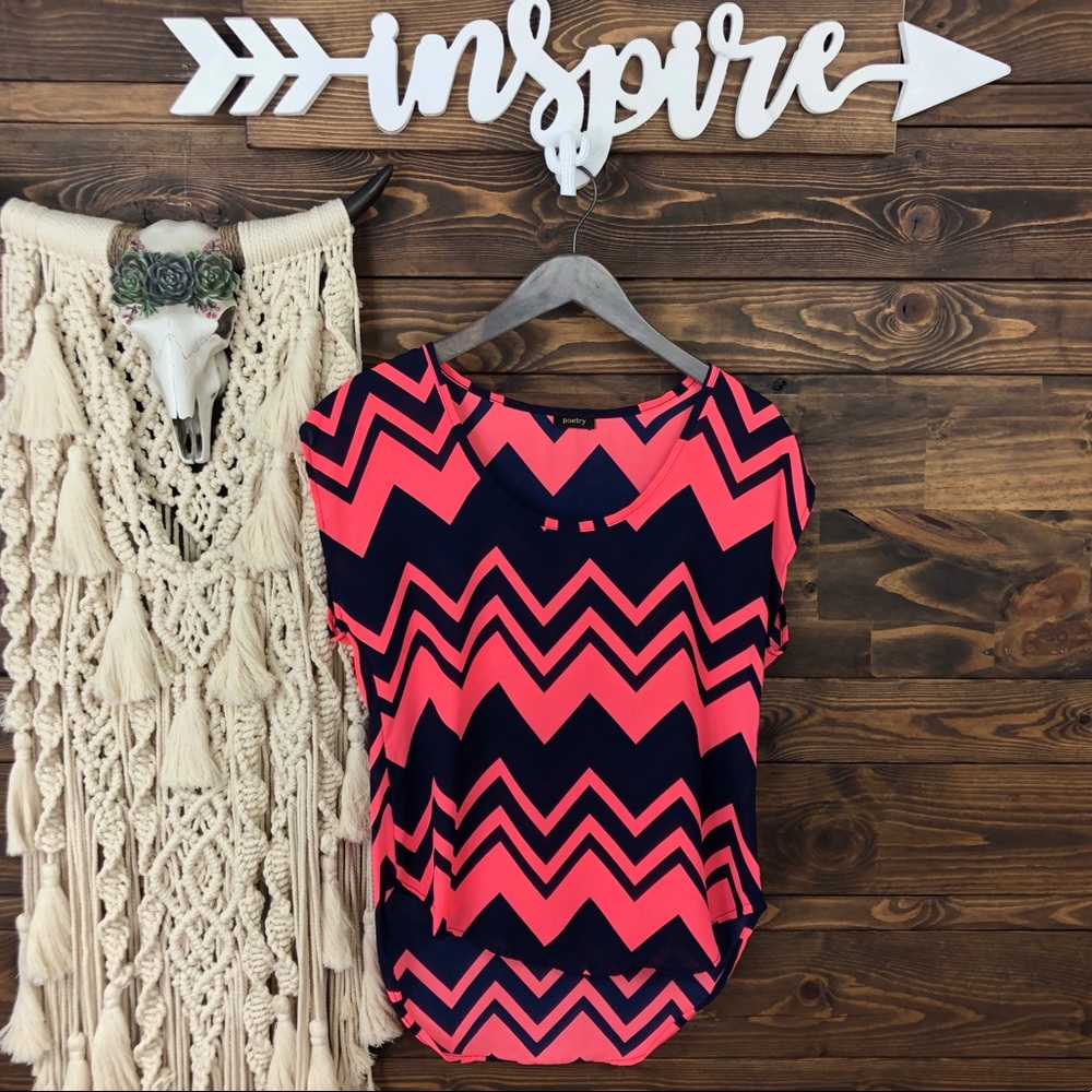 Poetry‎ | High Low Scoop Chevron Top